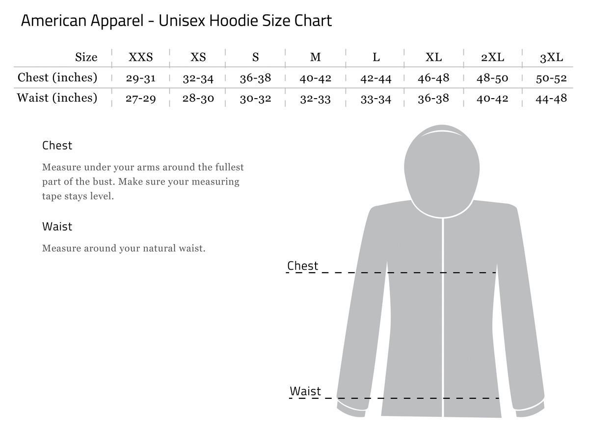 Unisex Hoodie Size Chart Us